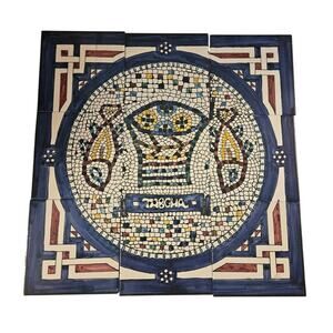 9 Euro Ceramic Tiles Hand Painted Tabgha Mosaic Loaves and Fishes Miracle